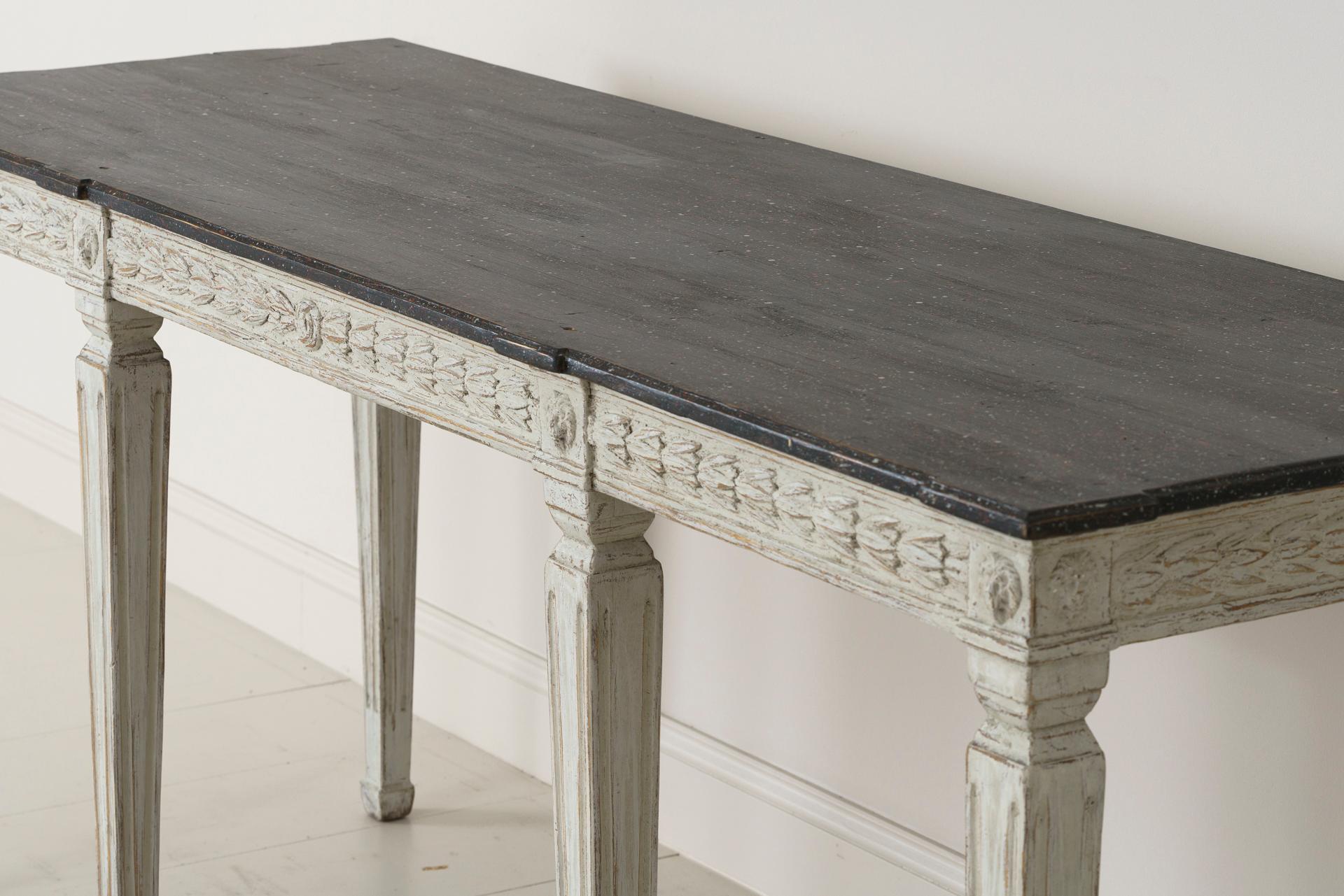 19th Century Swedish Late Gustavian Console Table with Hand Painted Porphyry Top 13