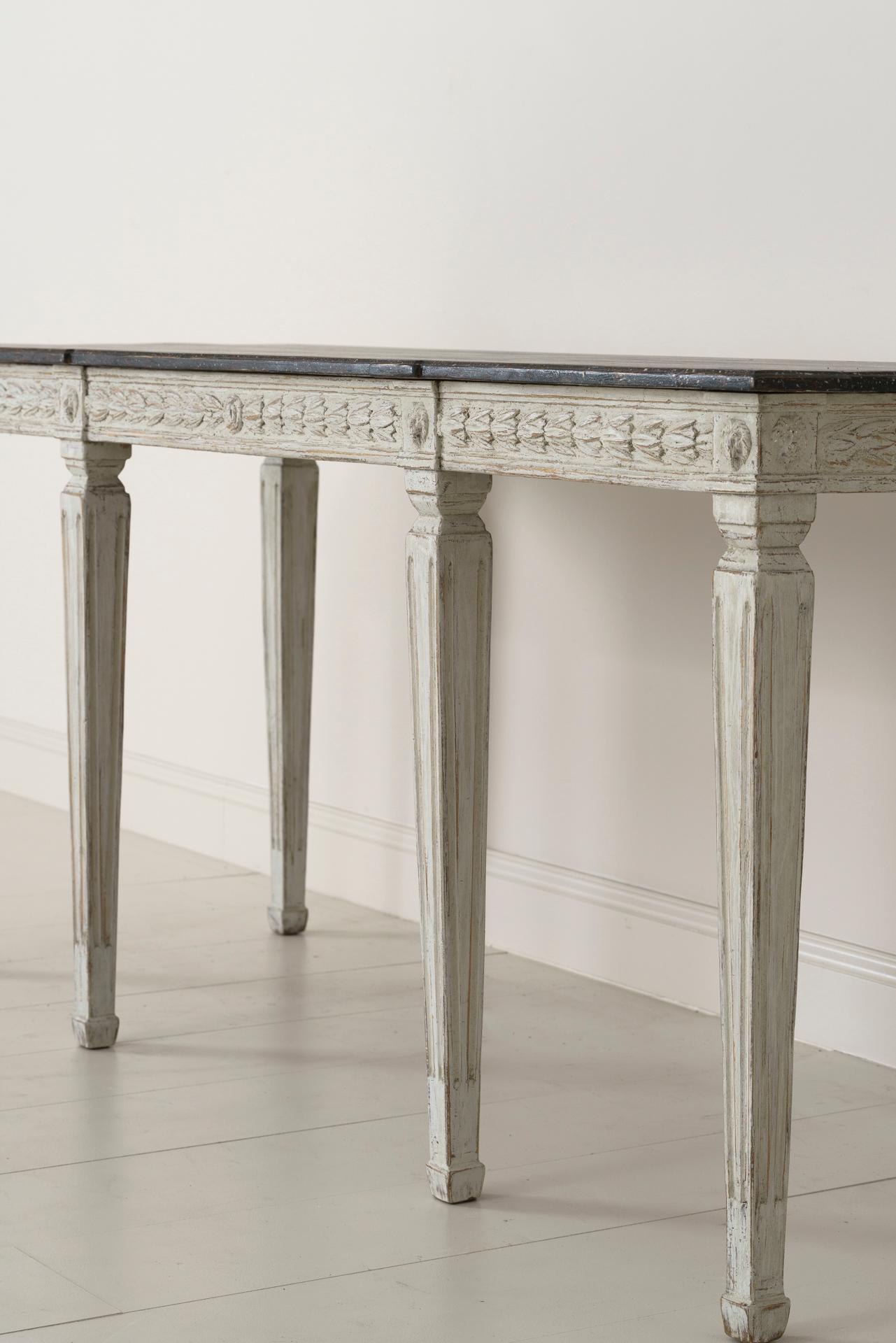 Wood 19th Century Swedish Late Gustavian Console Table with Hand Painted Porphyry Top