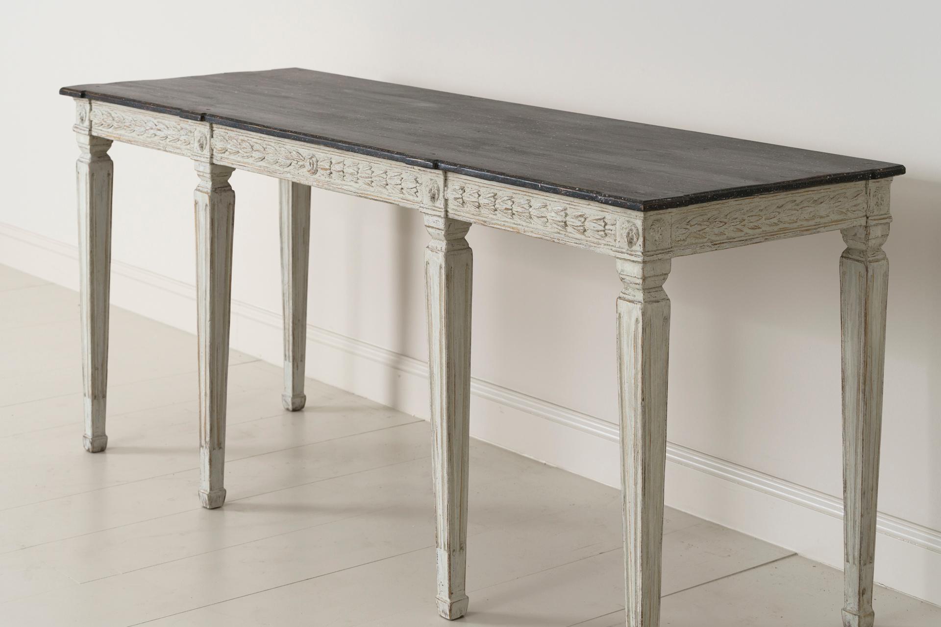 19th Century Swedish Late Gustavian Console Table with Hand Painted Porphyry Top 1