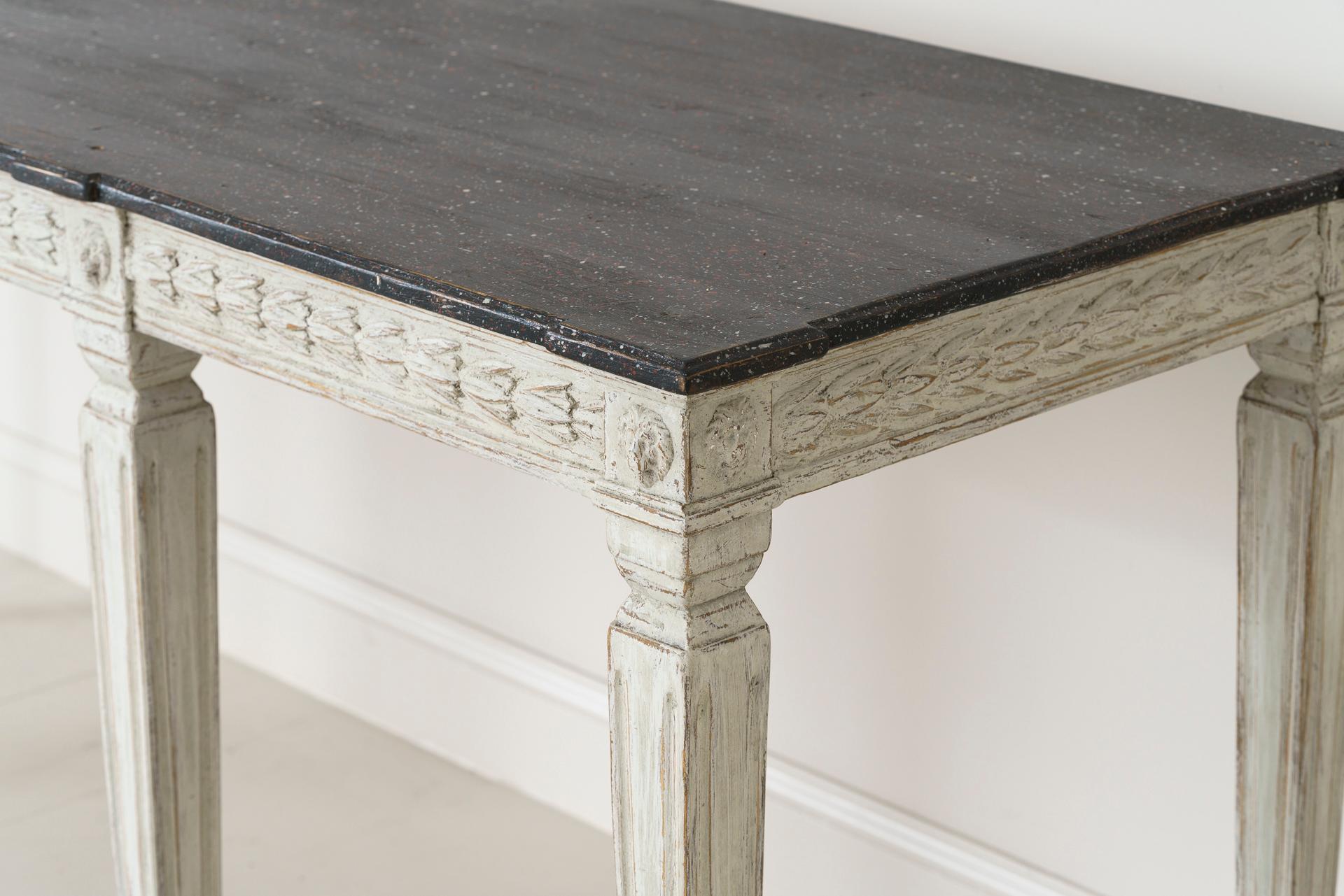 19th Century Swedish Late Gustavian Console Table with Hand Painted Porphyry Top 2