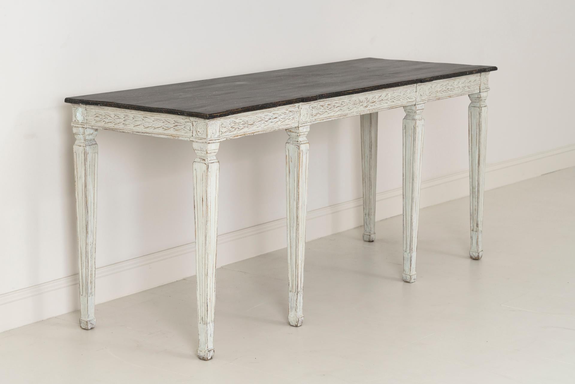 19th Century Swedish Late Gustavian Console Table with Hand Painted Porphyry Top 3