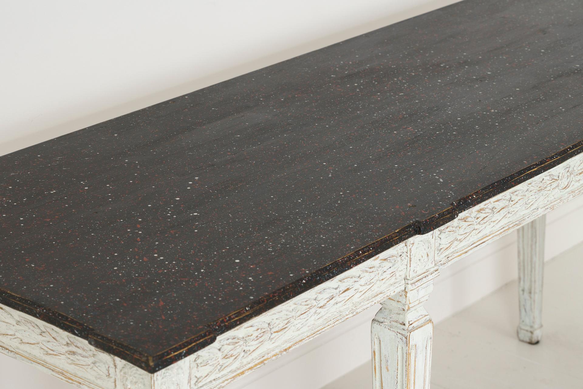19th Century Swedish Late Gustavian Console Table with Hand Painted Porphyry Top 4