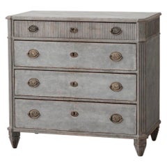 19th Century Swedish Late Gustavian Painted Bedside Chest with Marbleized Top