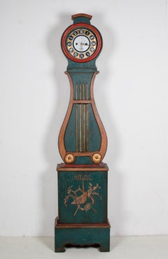 Reloj sueco de caja larga del siglo XIX, pintado