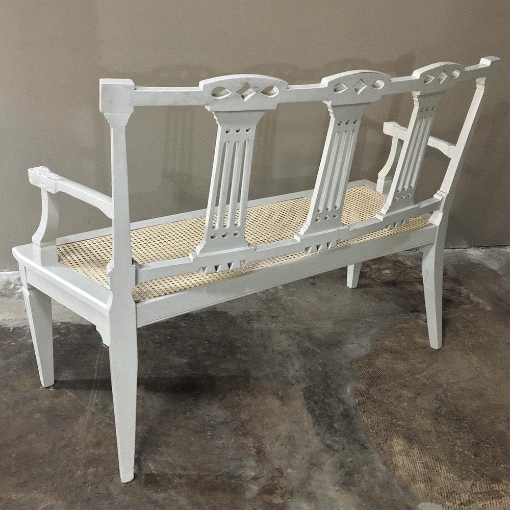 19th Century Swedish Louis XVI Painted & Caned Sofa For Sale 7