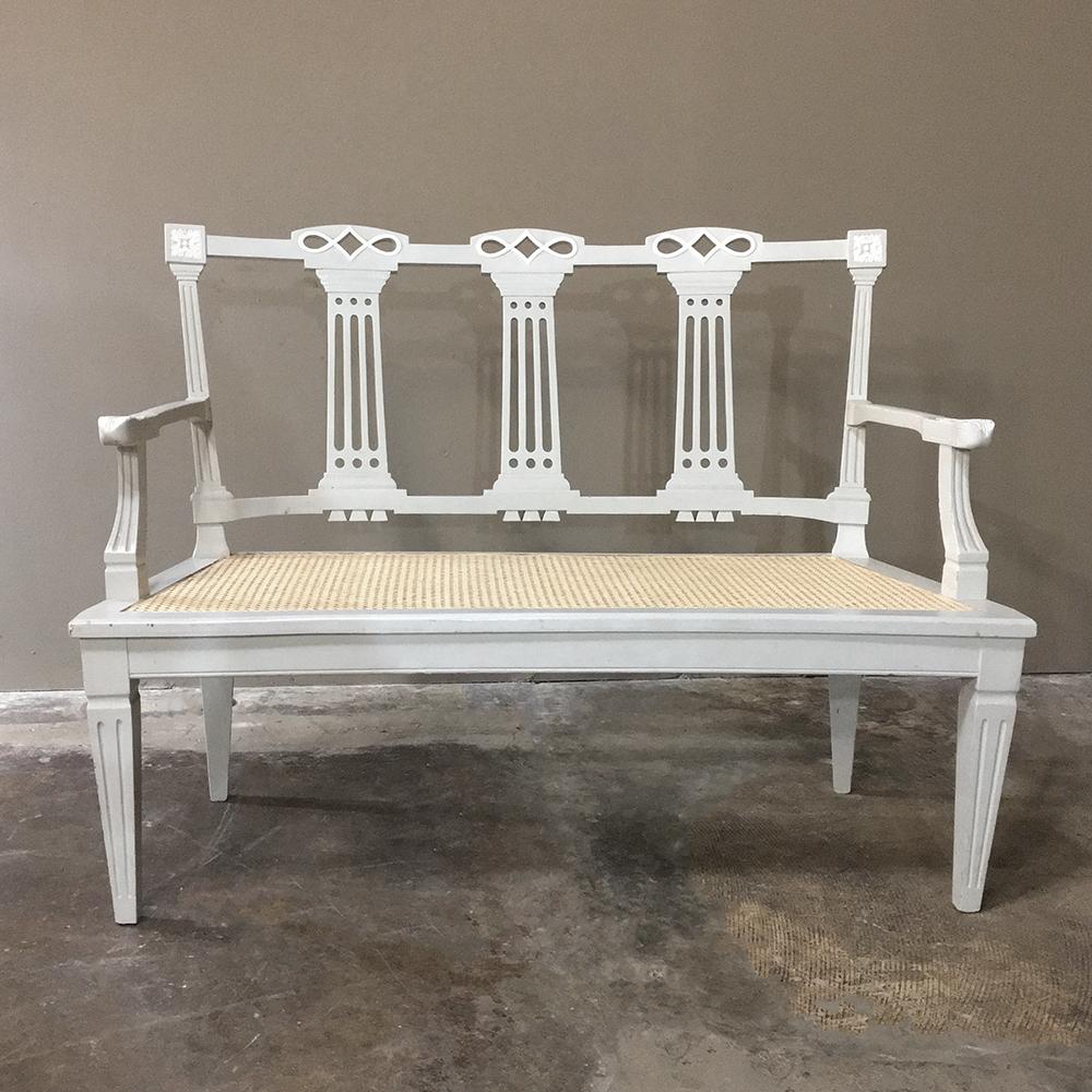 Gustavian 19th Century Swedish Louis XVI Painted & Caned Sofa For Sale