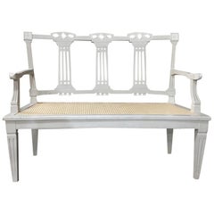 19th Century Swedish Louis XVI Painted & Caned Sofa