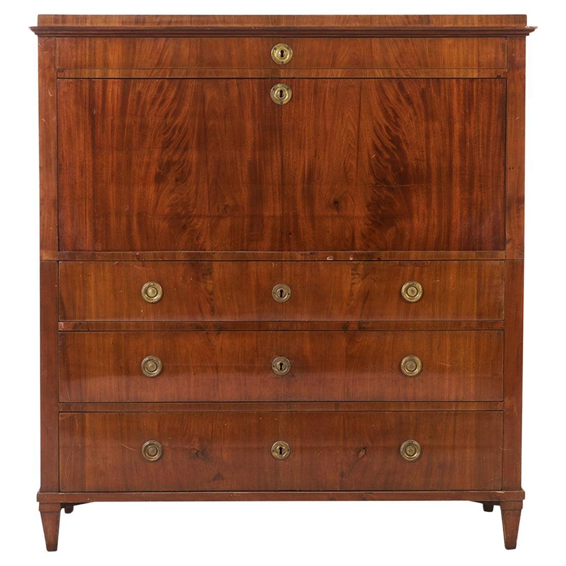 19th Century Swedish Mahogany Chiffonje, Writing Agency - Cabinet by Karl Johan