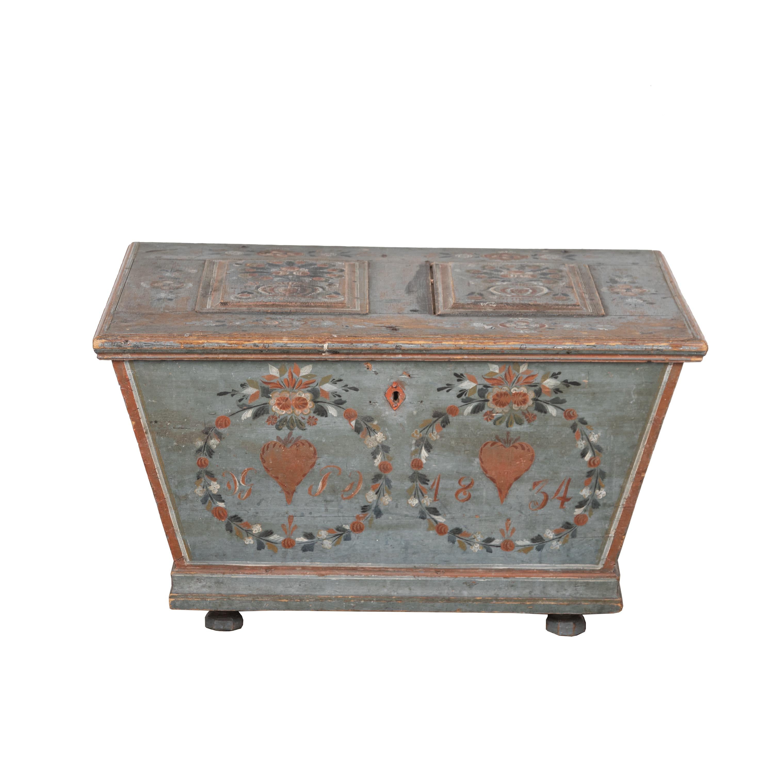 19th Century Swedish Marriage Chest For Sale 6