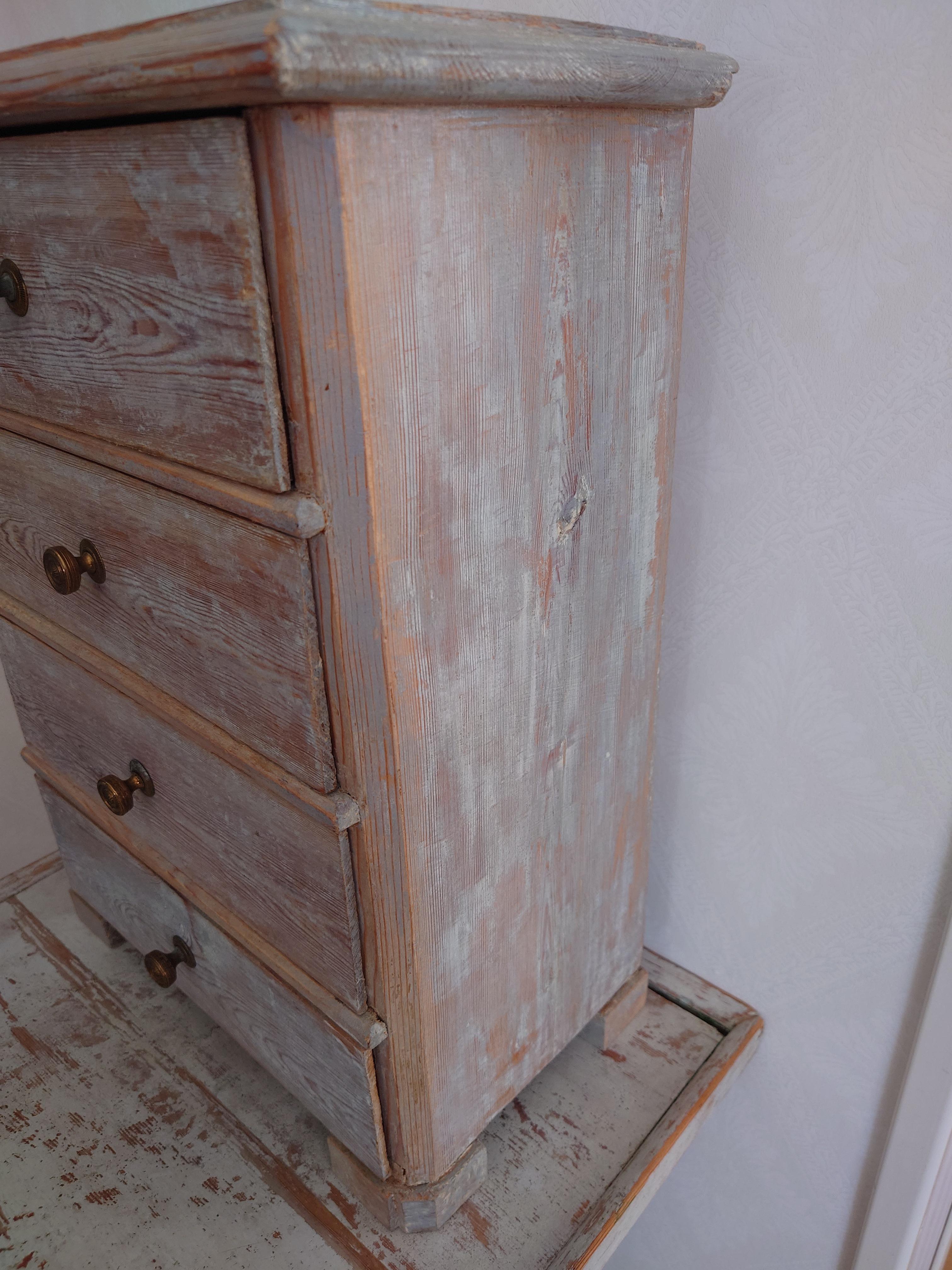Gustavian 19th Century Swedish Miniature  Chest of Drawers with original paint Country  For Sale