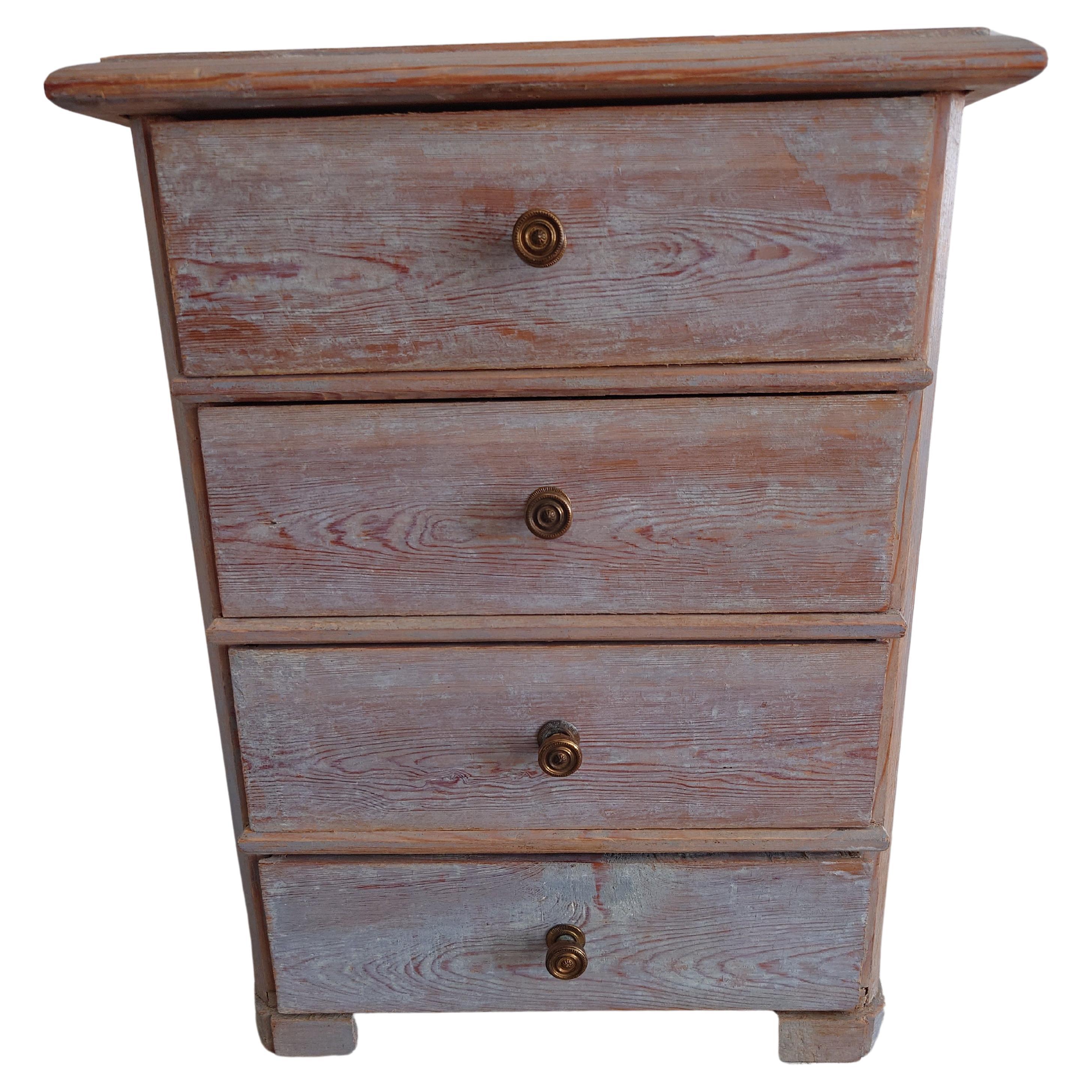 19th Century Swedish Miniature  Chest of Drawers with original paint Country  For Sale