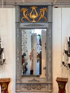 19th Century Swedish Mirror With Gilt Lyre Motif