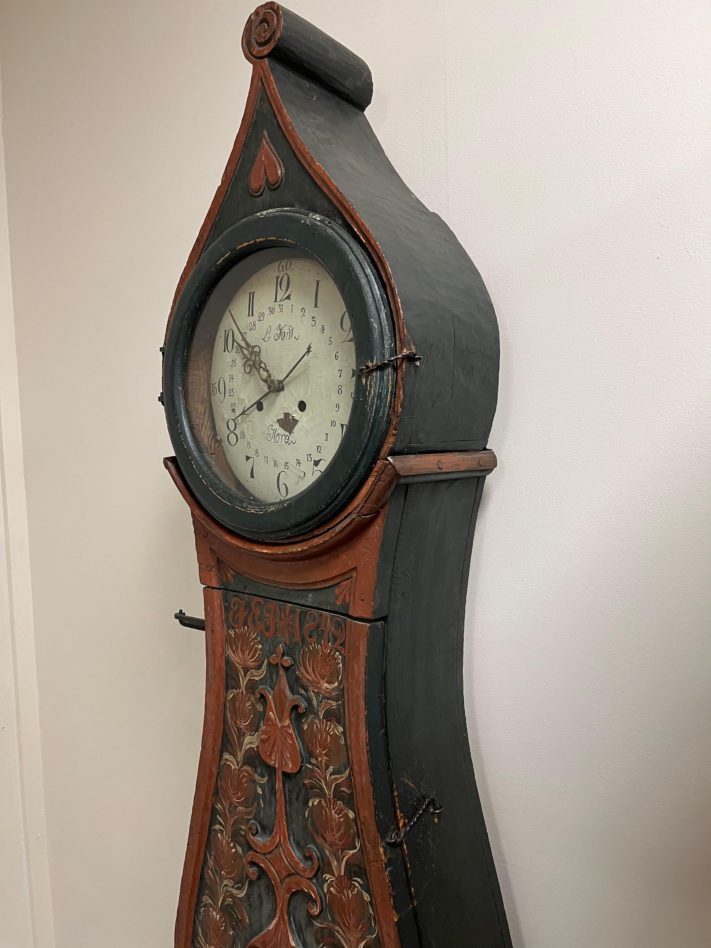 19th Century Swedish Mora Case Clock For Sale 1