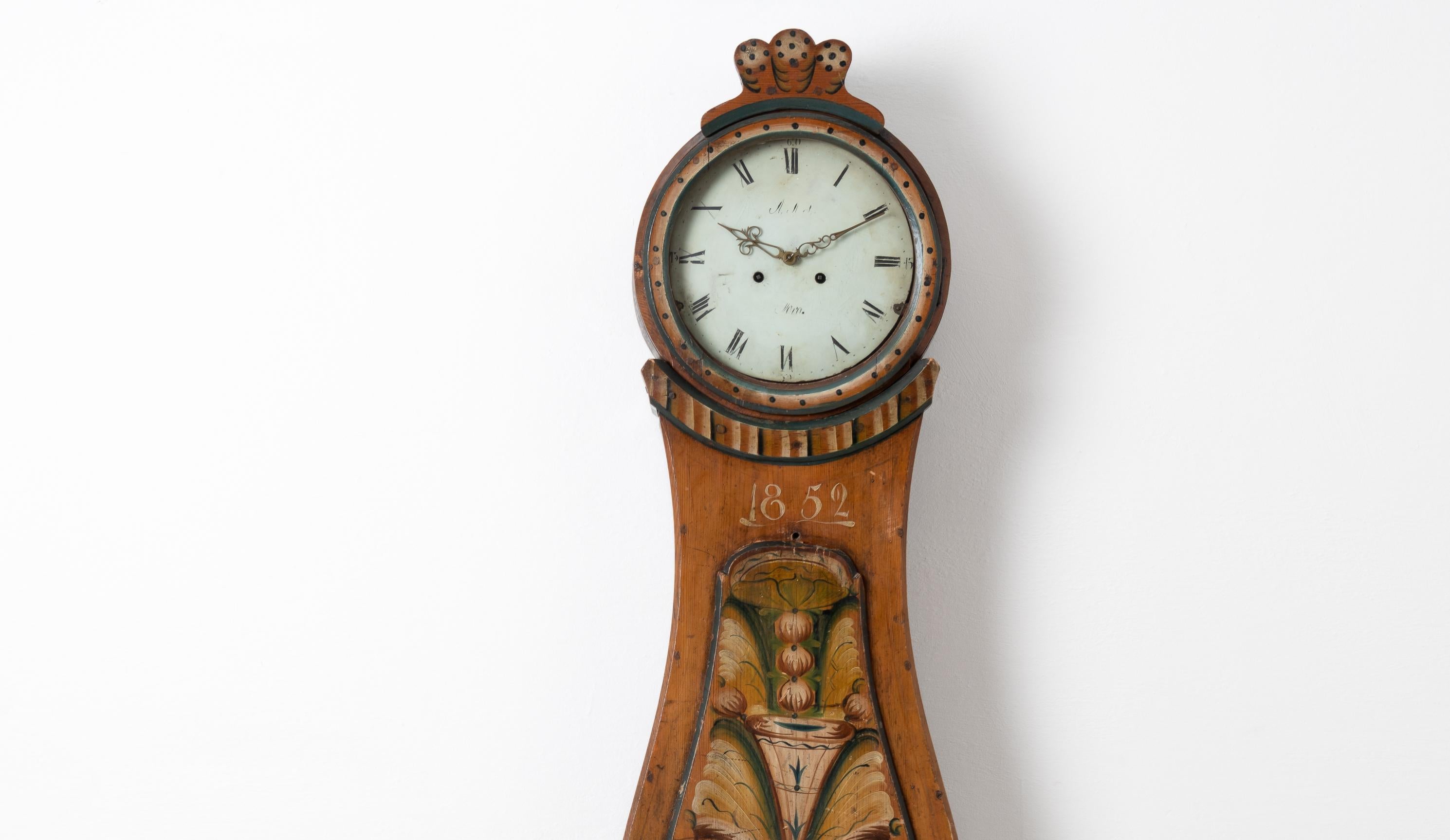 Country 19th Century Swedish Mora Clock in Rococo Style 