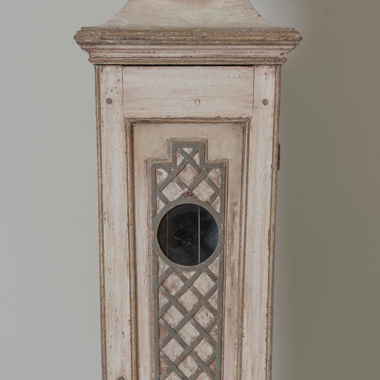 19th Century Swedish Mora Working Tall Case Clock in Original Paint For Sale 1