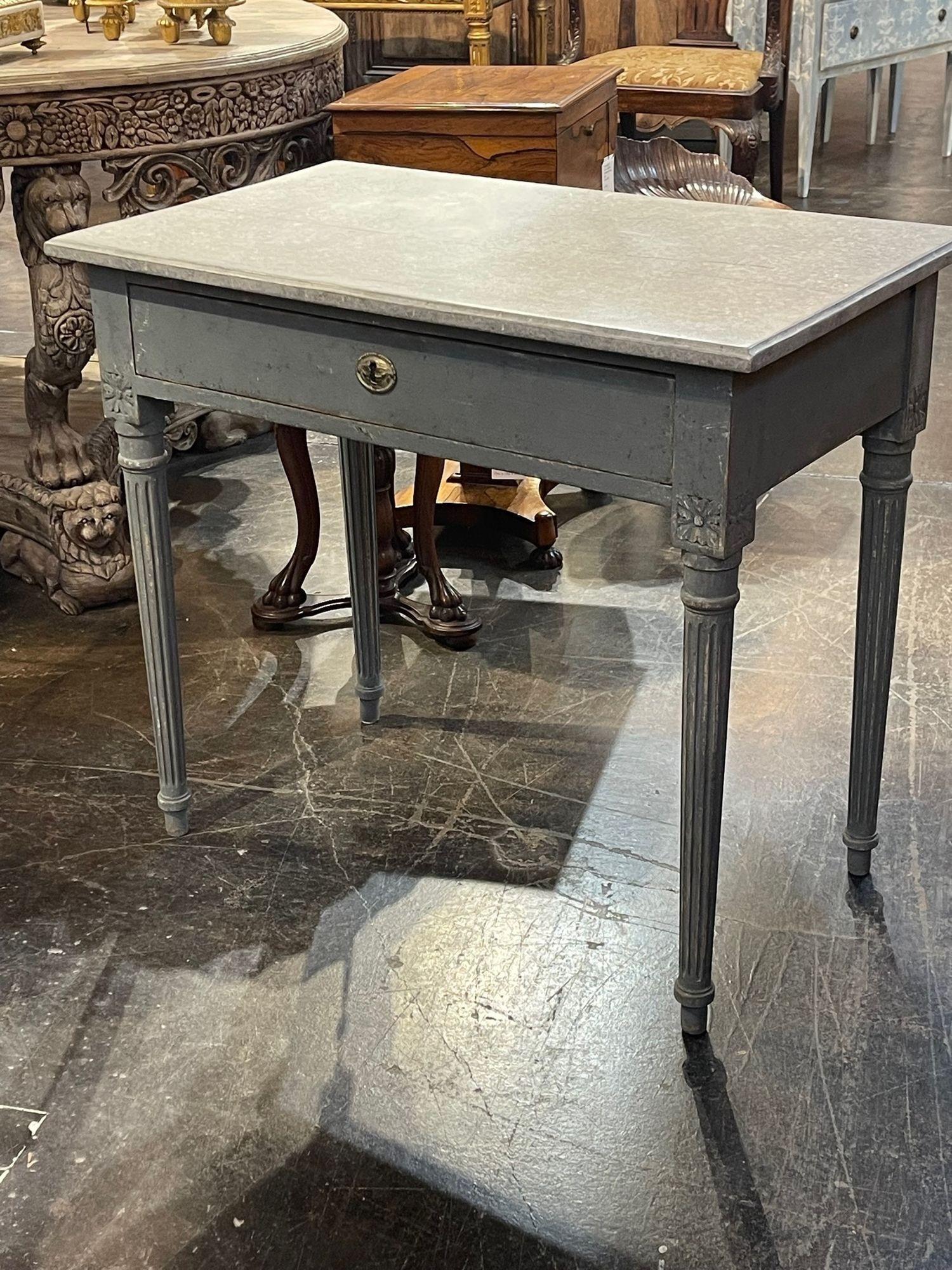 Neoclassical 19th Century Swedish Neo-Classical Carved and Painted Side Table For Sale