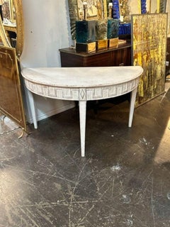 19th Century Swedish Neo-Classical Painted Demi-Lune Consoles