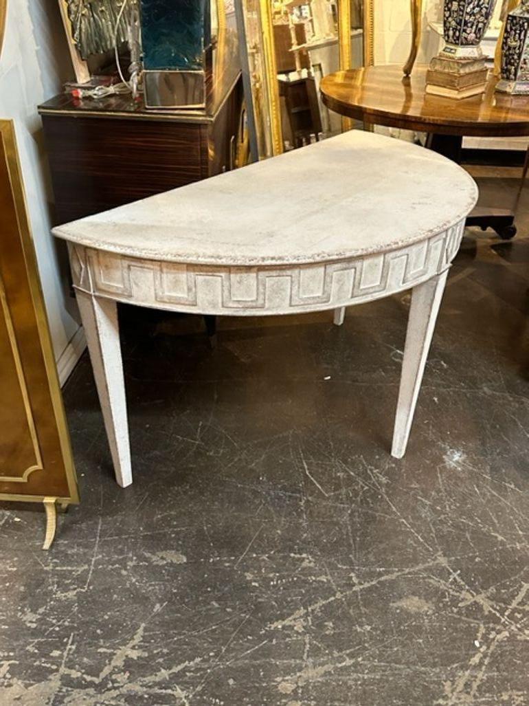19th Century Swedish Neo-Classical Painted Demi-Lune Consoles For Sale 3