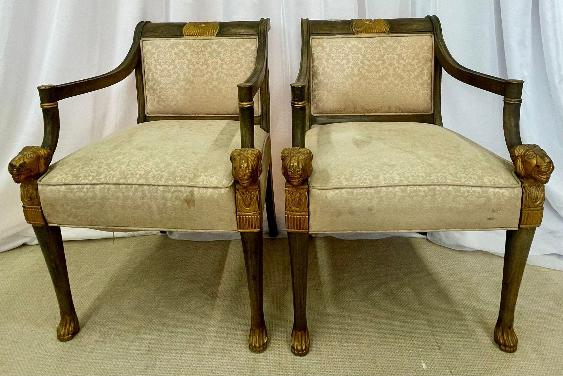 19th Century Swedish Neoclassical Arm Chairs, a Pair, Fauteuils, Europe, 19th C. In Good Condition In Stamford, CT