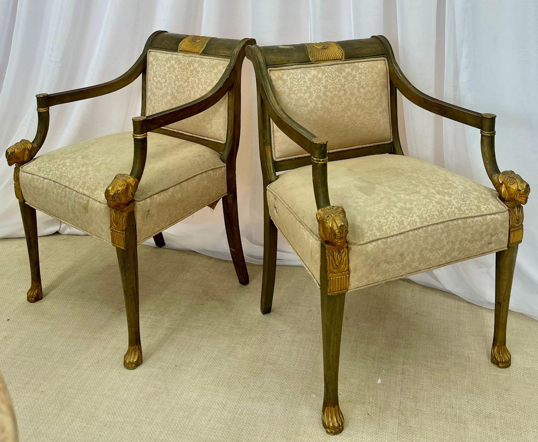 Wood 19th Century Swedish Neoclassical Arm Chairs, a Pair, Fauteuils, Europe, 19th C.