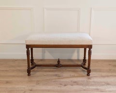 19th-Century Swedish Neoclassical Bench with Upholstered Seat