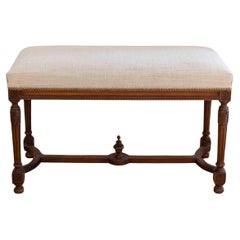 19th-Century Swedish Neoclassical Bench with Upholstered Seat