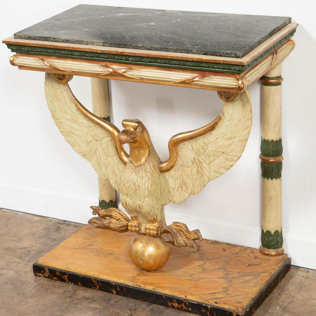 Painted 19th Century Swedish Neoclassical Eagle Console and Mirror For Sale