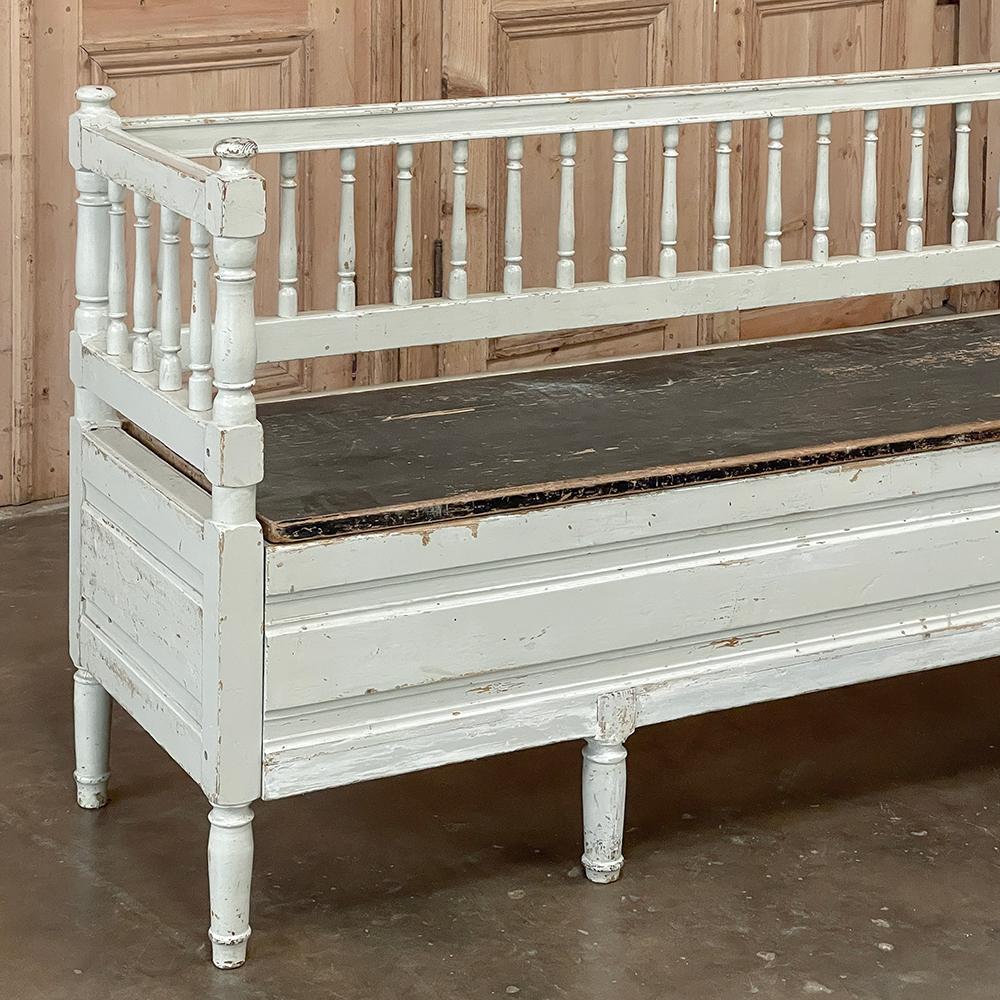 19th Century Swedish Neoclassical Painted Bench, Trundle Bed For Sale 3