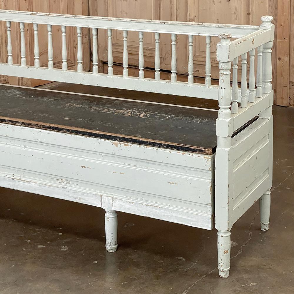 19th Century Swedish Neoclassical Painted Bench, Trundle Bed For Sale 5