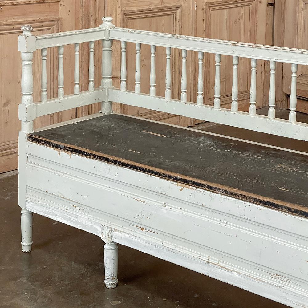 19th Century Swedish Neoclassical Painted Bench, Trundle Bed For Sale 6