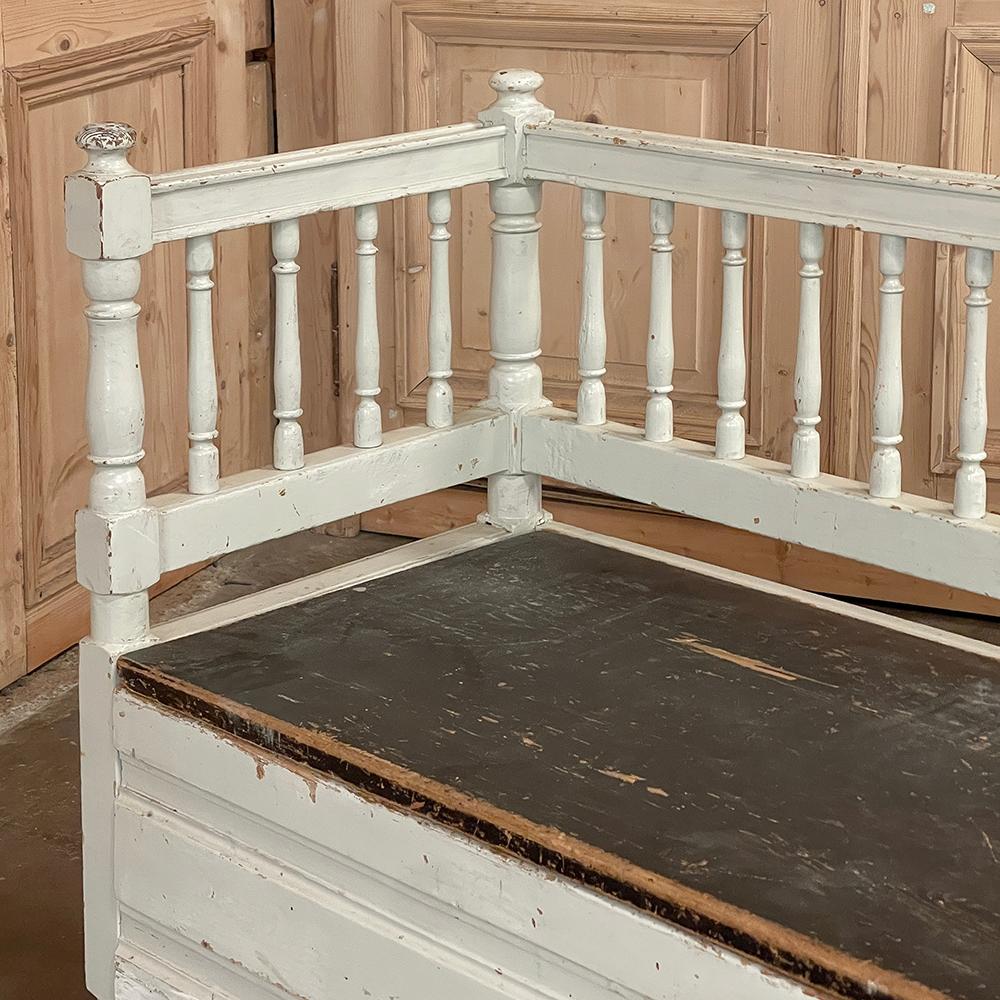 19th Century Swedish Neoclassical Painted Bench, Trundle Bed For Sale 8