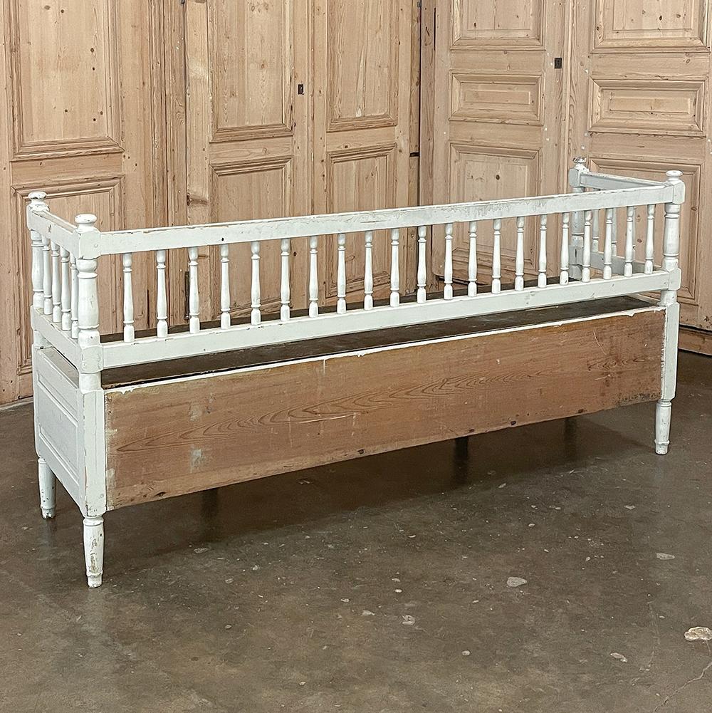 19th Century Swedish Neoclassical Painted Bench, Trundle Bed For Sale 10