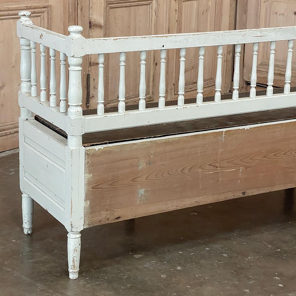 19th Century Swedish Neoclassical Painted Bench, Trundle Bed For Sale 11
