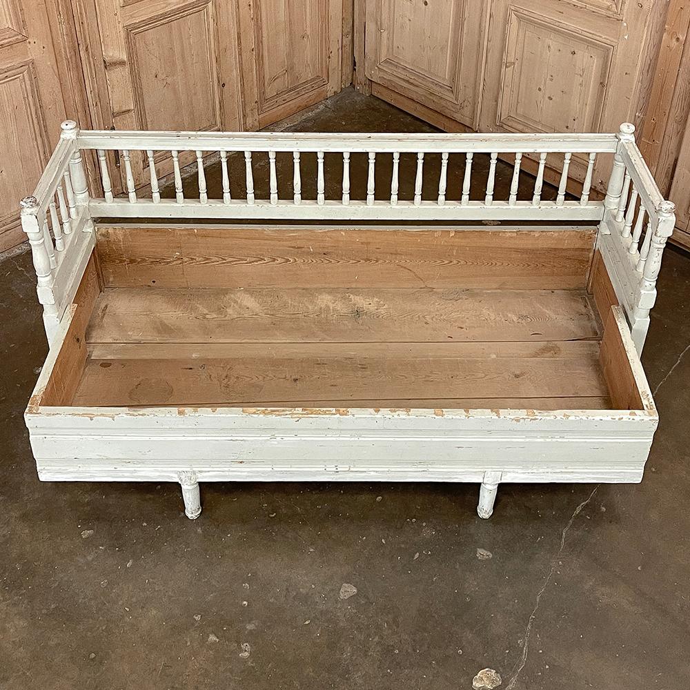 Late 19th Century 19th Century Swedish Neoclassical Painted Bench, Trundle Bed For Sale