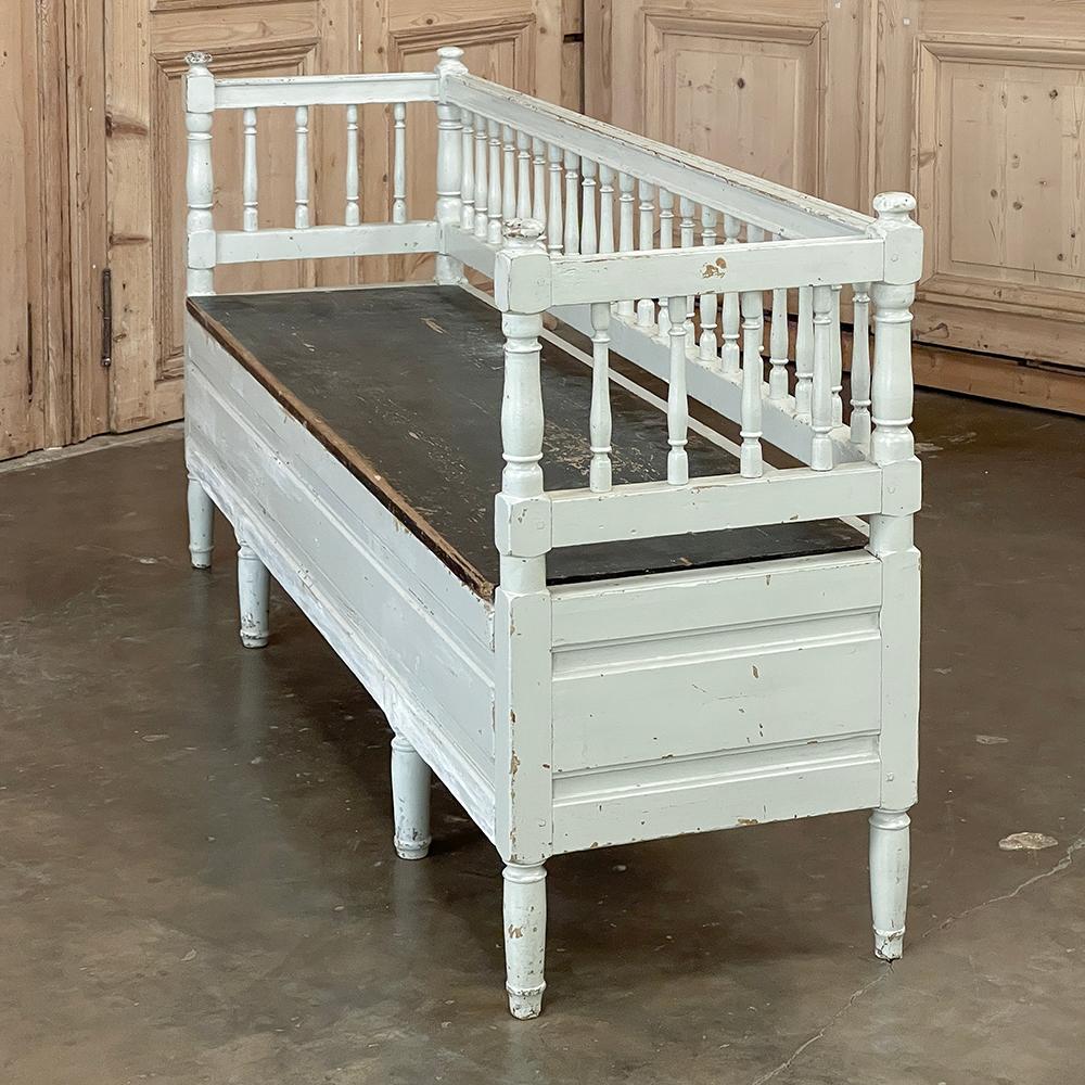 19th Century Swedish Neoclassical Painted Bench, Trundle Bed For Sale 1