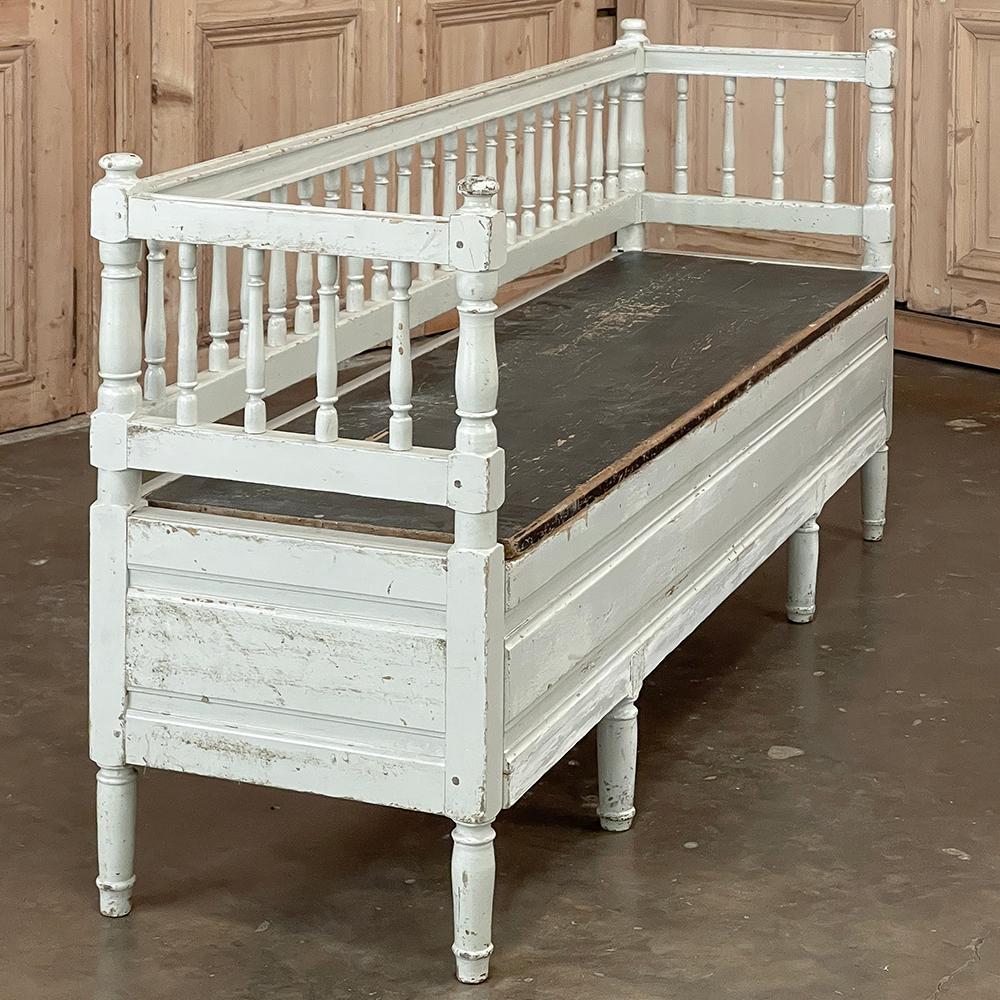 19th Century Swedish Neoclassical Painted Bench, Trundle Bed For Sale 2