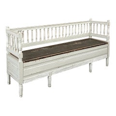 Panca dipinta neoclassica svedese del XIX secolo ~ Letto a scomparsa