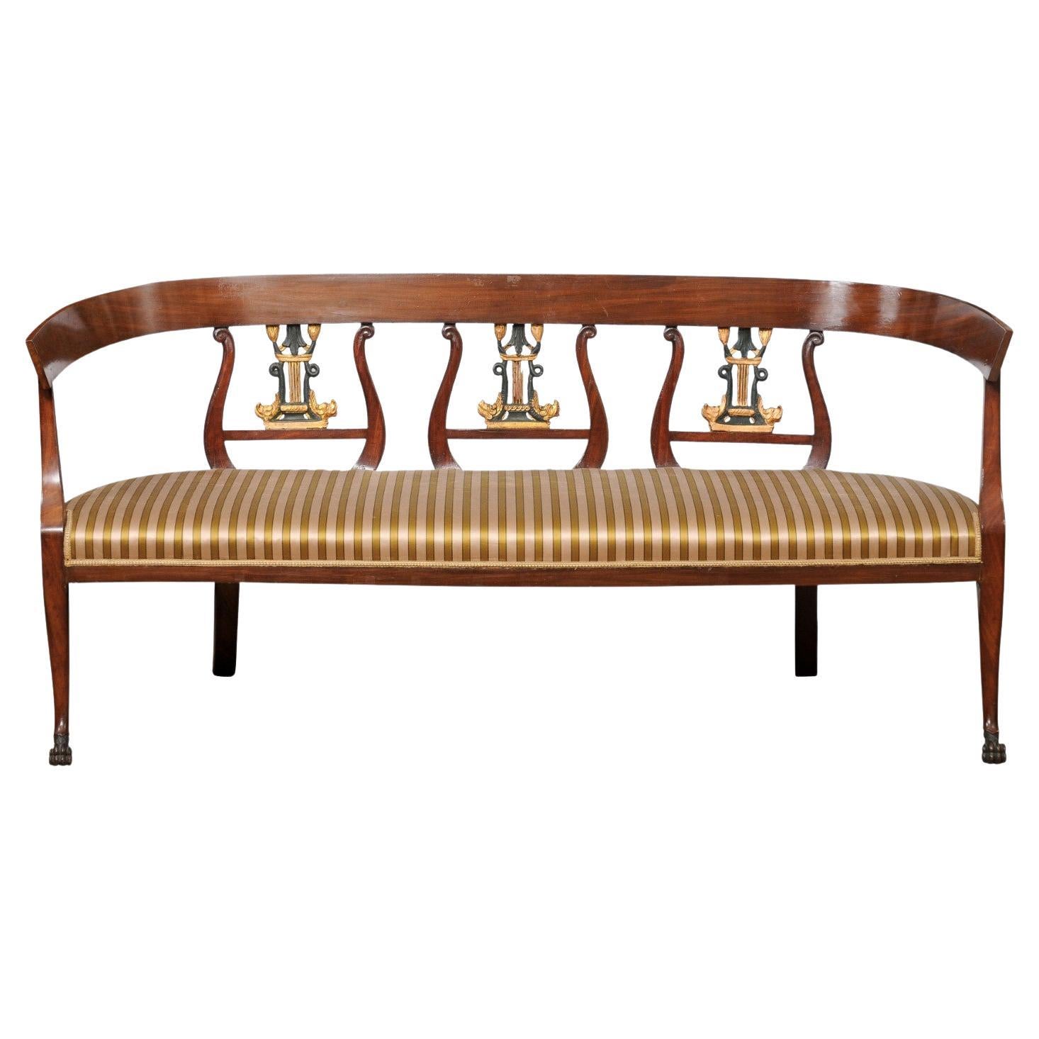 19th Century Swedish Neoclassical Settee in Mahogany  For Sale