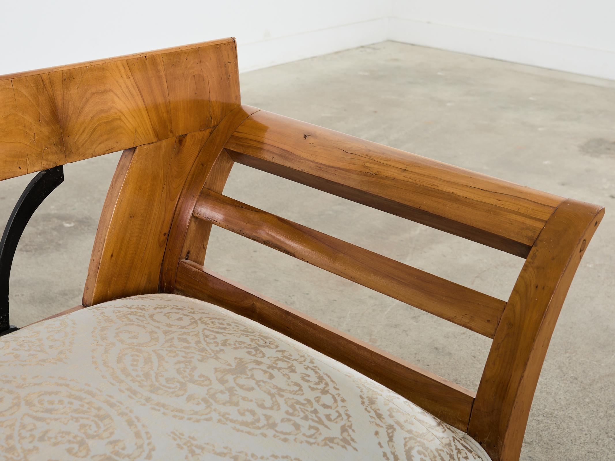 19th Century Swedish Neoclassical Style Birch Veneer Bench Seat For Sale 7