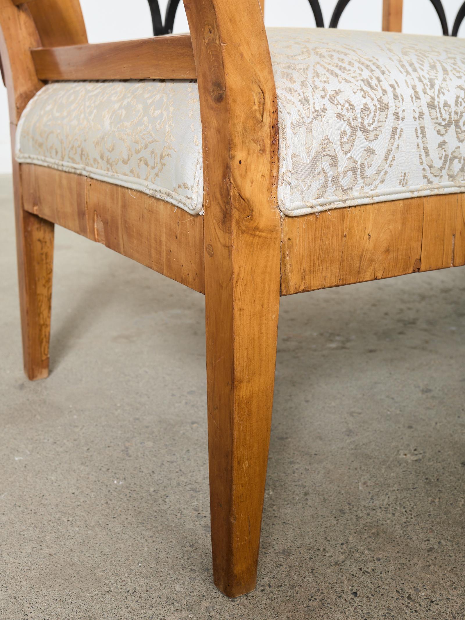 19th Century Swedish Neoclassical Style Birch Veneer Bench Seat For Sale 8