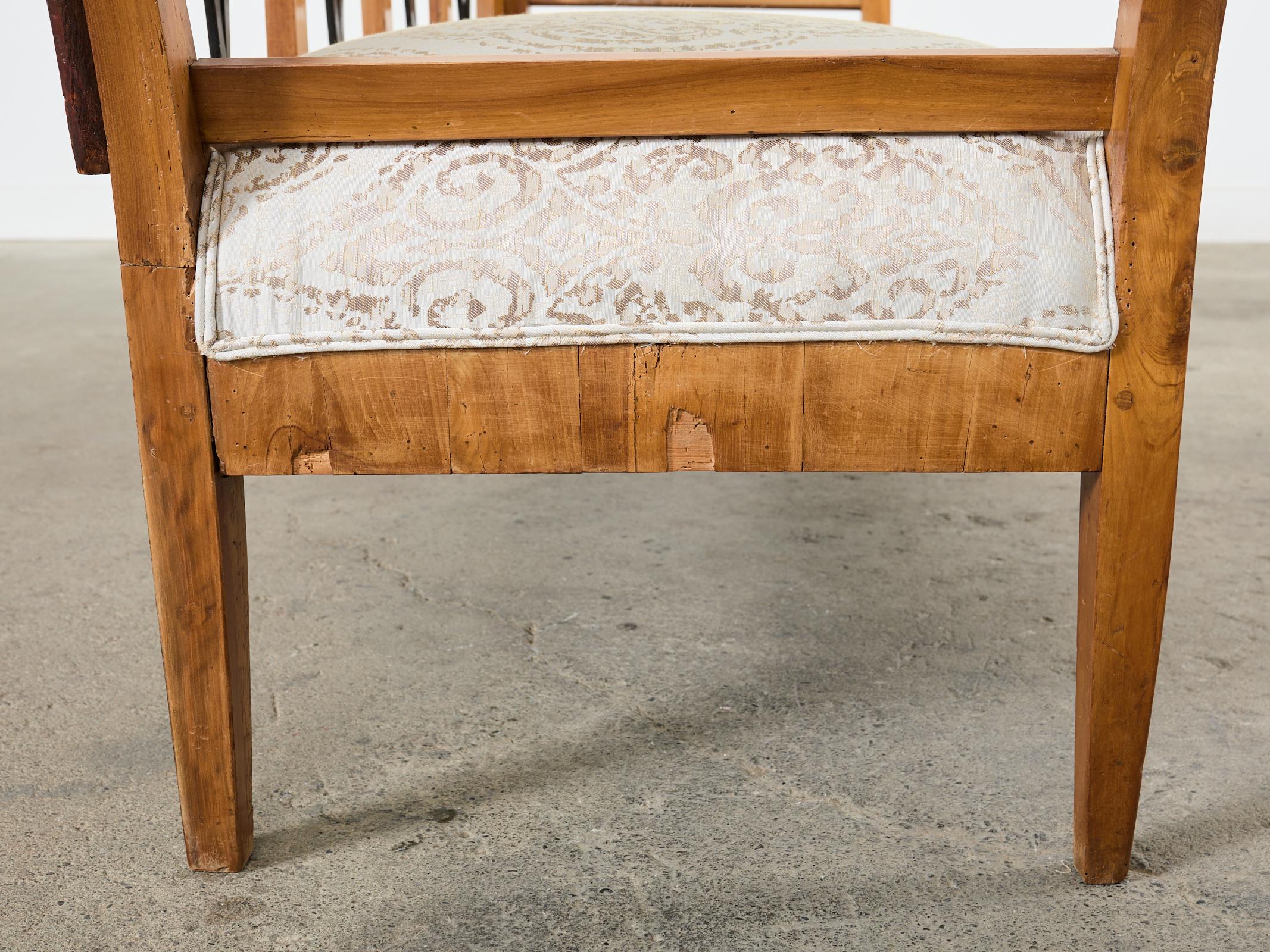 19th Century Swedish Neoclassical Style Birch Veneer Bench Seat For Sale 12