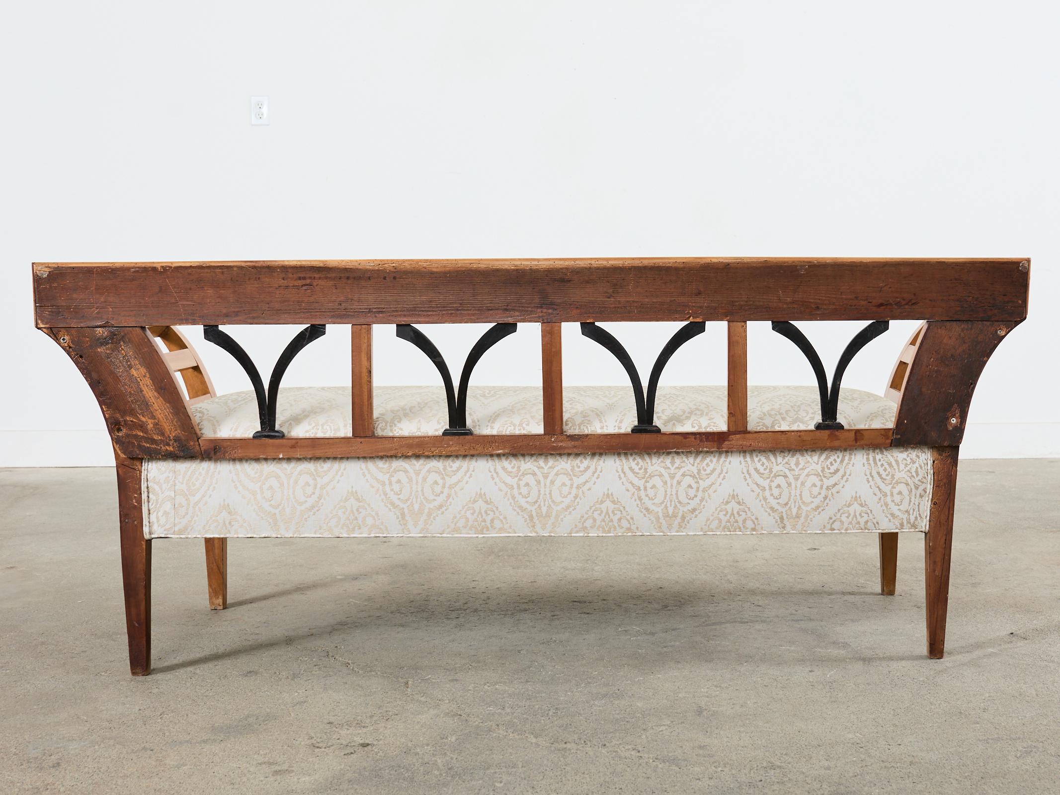 19th Century Swedish Neoclassical Style Birch Veneer Bench Seat For Sale 13