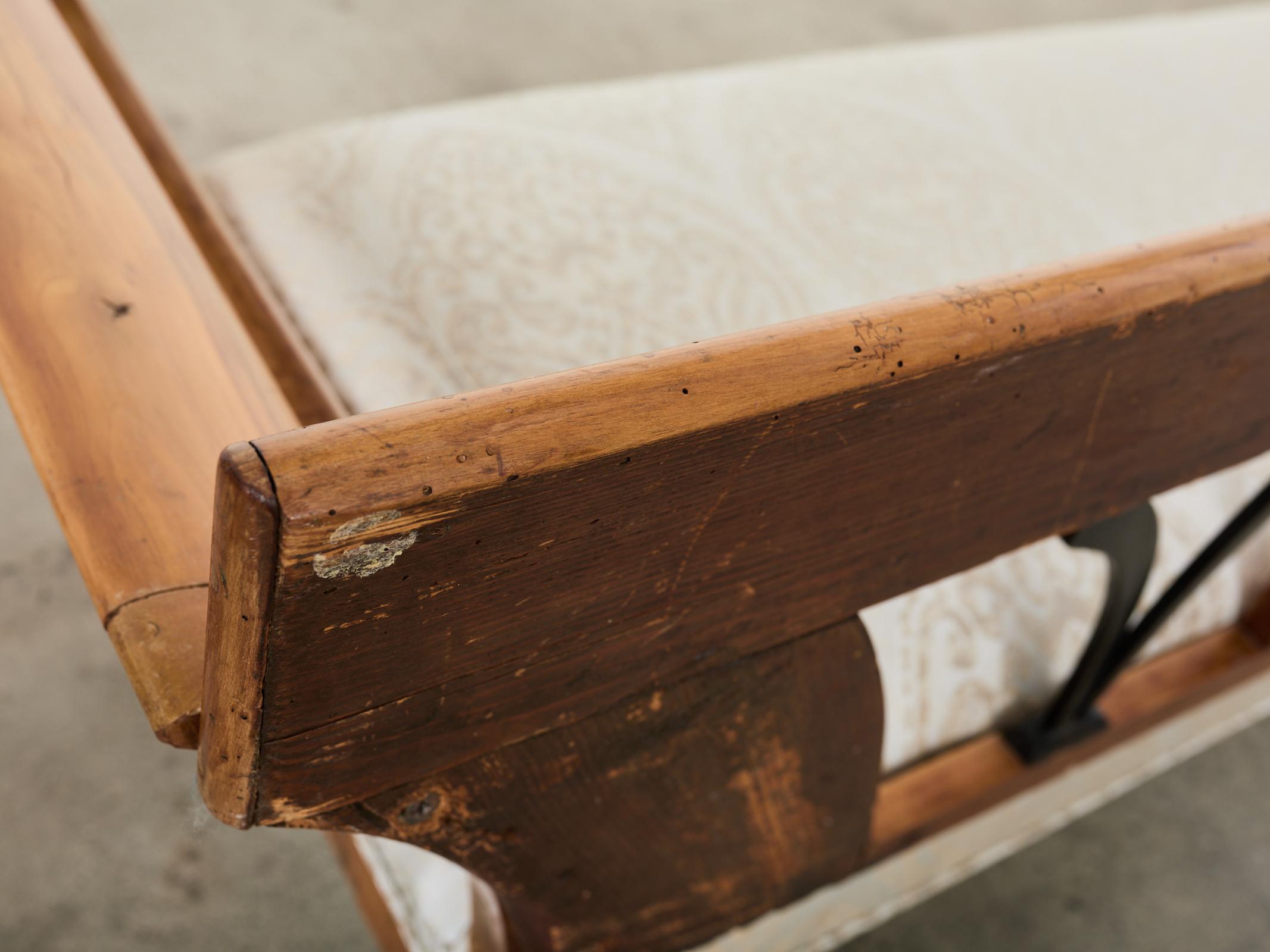 19th Century Swedish Neoclassical Style Birch Veneer Bench Seat For Sale 14