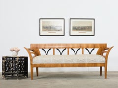 19th Century Swedish Neoclassical Style Birch Veneer Bench Seat