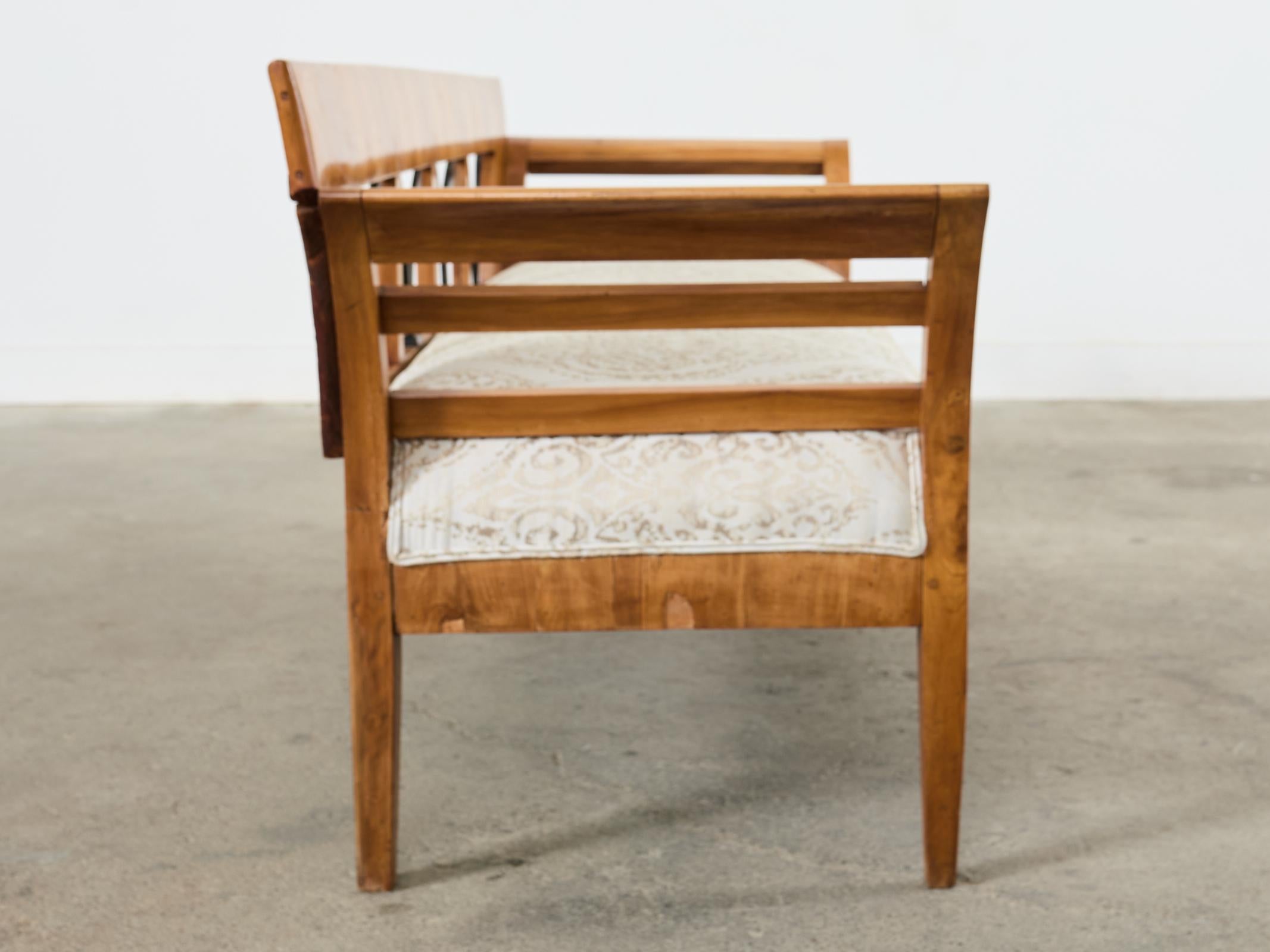 19th Century Swedish Neoclassical Style Birch Veneer Bench Seat For Sale 3