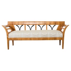 Antique 19th Century Swedish Neoclassical Style Birch Veneer Bench Seat