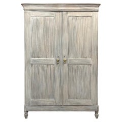 19th Century Swedish Neoclassical Whitewashed Pine Armoire