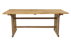 19th century Swedish oak and pine trestle table