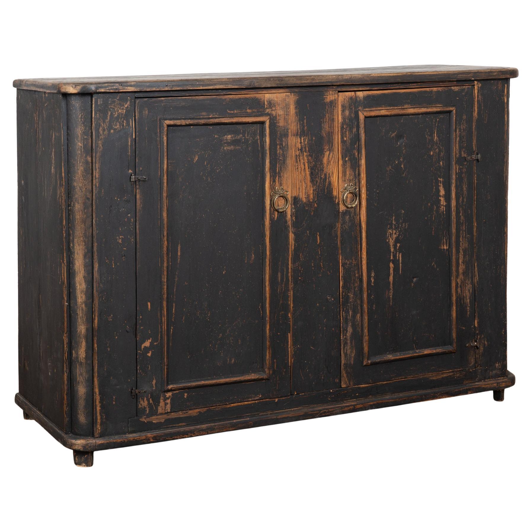 19th Century Swedish Original Black Painted Pine Sideboard Console en vente
