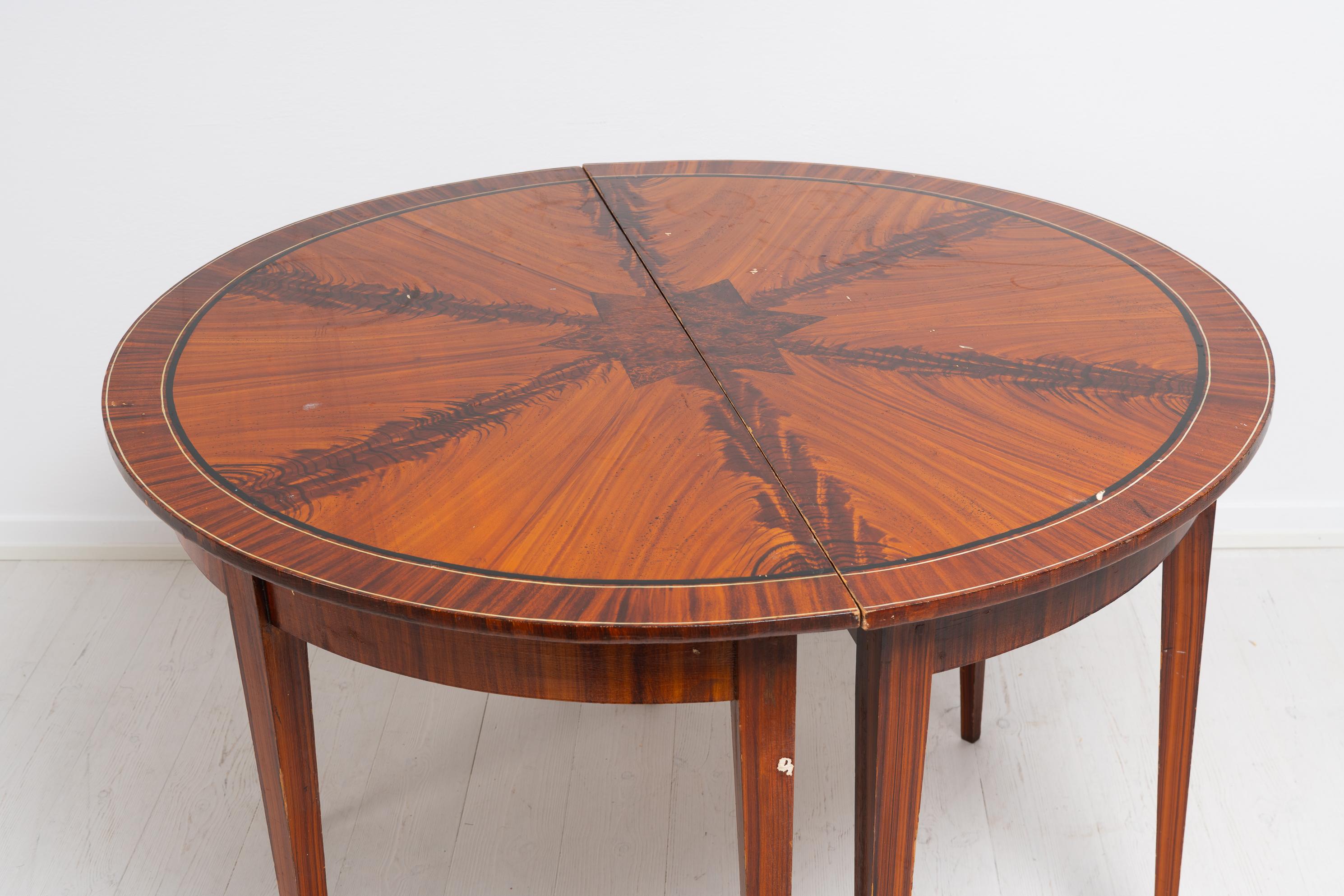 Pine 19th Century Swedish Original Faux Paint Demi Lune Table For Sale